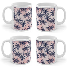 Load image into Gallery viewer, x 4 mug set Grunge Palm Glossy Mug - Pink & Navy Blue