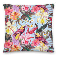 Load image into Gallery viewer, Tropical Birds Blue Cushion