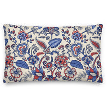 Load image into Gallery viewer, blue and red flower pillow