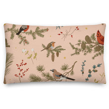 Load image into Gallery viewer, winter birds beige pillow