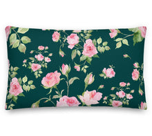 Load image into Gallery viewer, delicate rose green pillow