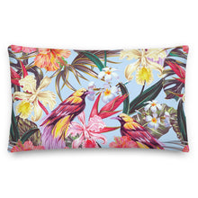 Load image into Gallery viewer, Tropical Birds Blue Pillow