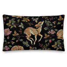Load image into Gallery viewer, Deer in the forest black pillow