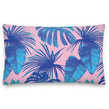 Load image into Gallery viewer, Summer Exotic Blue Leaf pillow