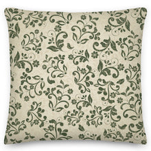 Load image into Gallery viewer, vintage olive green floral cushion