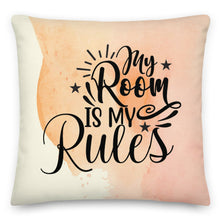 Load image into Gallery viewer, My room is my rules peach watercolour cushion