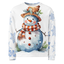 Load image into Gallery viewer, Brown Hat Snowman Unisex White Christmas Jumper