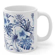 Load image into Gallery viewer, Blue Flowers White Glossy Mug