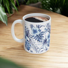 Load image into Gallery viewer, Blue Flowers White Glossy Mug
