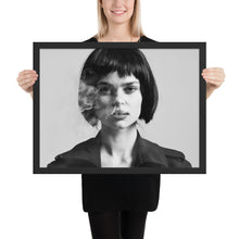 Load image into Gallery viewer, black and white photo of lady smoking