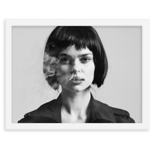Load image into Gallery viewer, smoking lady wall art white frame