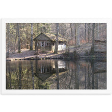 Load image into Gallery viewer, Log Cabin in the woods framed poster