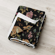 Load image into Gallery viewer, Deer In The Forest Black Throw Over Blanket