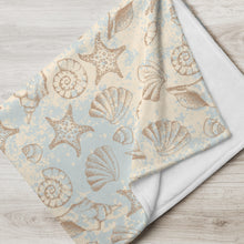 Load image into Gallery viewer, Sandy Sea Shells Cream Throw Over Blanket