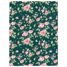Load image into Gallery viewer, Delicate Rose Forest Green Throw Over Blanket
