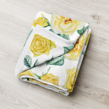Load image into Gallery viewer, white rose throw blanket folded