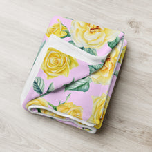 Load image into Gallery viewer, pink and yellow rose blanket folded