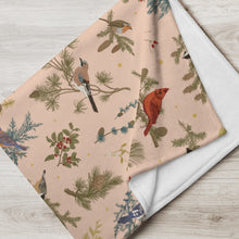 Load image into Gallery viewer, beige winter bird blanket