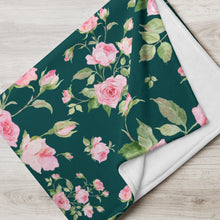 Load image into Gallery viewer, Delicate Rose Throw green Blanket