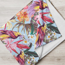 Load image into Gallery viewer, Tropical Birds Blue Throw Over Blanket