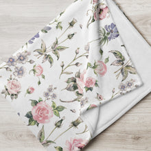 Load image into Gallery viewer, Rose And Wildflower White Throw Over Blanket