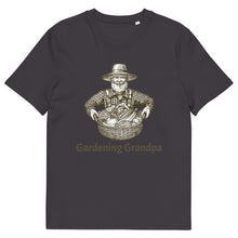 Load image into Gallery viewer, Gardening Grandpa Mens Organic Dark Grey Cotton T-Shirt