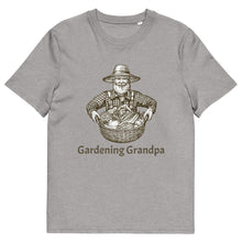 Load image into Gallery viewer, Gardening Grandpa Mens Organic Light Grey Cotton T-Shirt