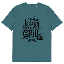 Load image into Gallery viewer, King Of The Grill Mens Turquoise Organic Cotton T-Shirt