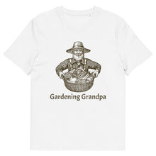Load image into Gallery viewer, Gardening Grandpa Mens Organic White Cotton T-Shirt