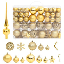 Load image into Gallery viewer, 111 Piece Shatterproof Gold Christmas Bauble Set 
