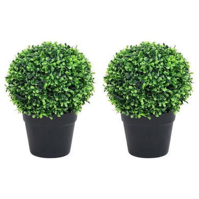 Artificial Boxwood Plants x  2 Pack With Pots Ball Shaped