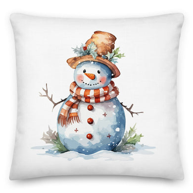 Brown Hat Snowman Christmas Cushion