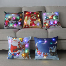 Load image into Gallery viewer, Cartoon Christmas Cushion Covers 18 x 18 inch With LED Lights
