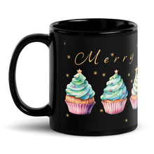 Load image into Gallery viewer, Christmas Cupcake Black Glossy Christmas Mug
