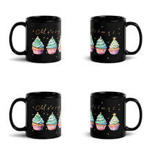 Load image into Gallery viewer, Christmas Cupcake Black Glossy Christmas Mug
