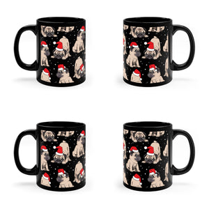 Christmas Puppy Black Glossy Christmas Mug