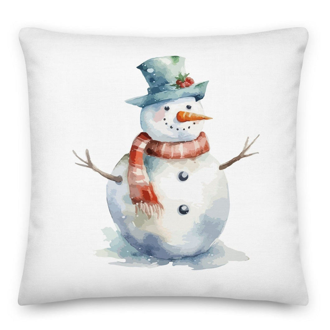 Green Hat Snowman Christmas Cushion