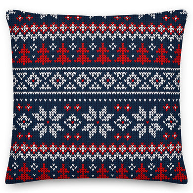 Navy Woolly Pattern Christmas Cushion