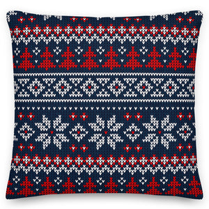 Navy Woolly Pattern Christmas Cushion