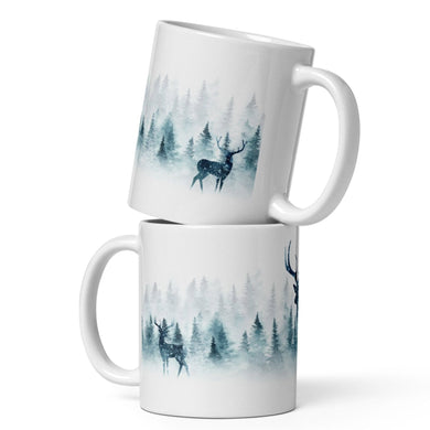 Reindeer White Glossy Christmas Mug