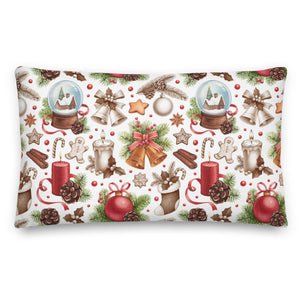 Traditional Christmas Decor White Pillow