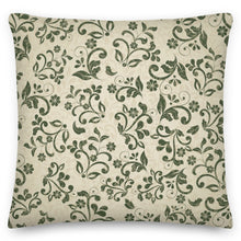 Load image into Gallery viewer, green flower square cushion
