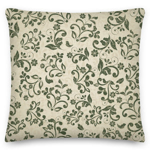 green flower square cushion