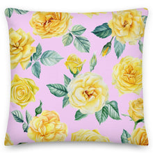 Load image into Gallery viewer, yellow flower pink cushion
