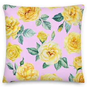 yellow flower pink cushion