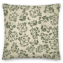 Load image into Gallery viewer, vintage green flower cushion
