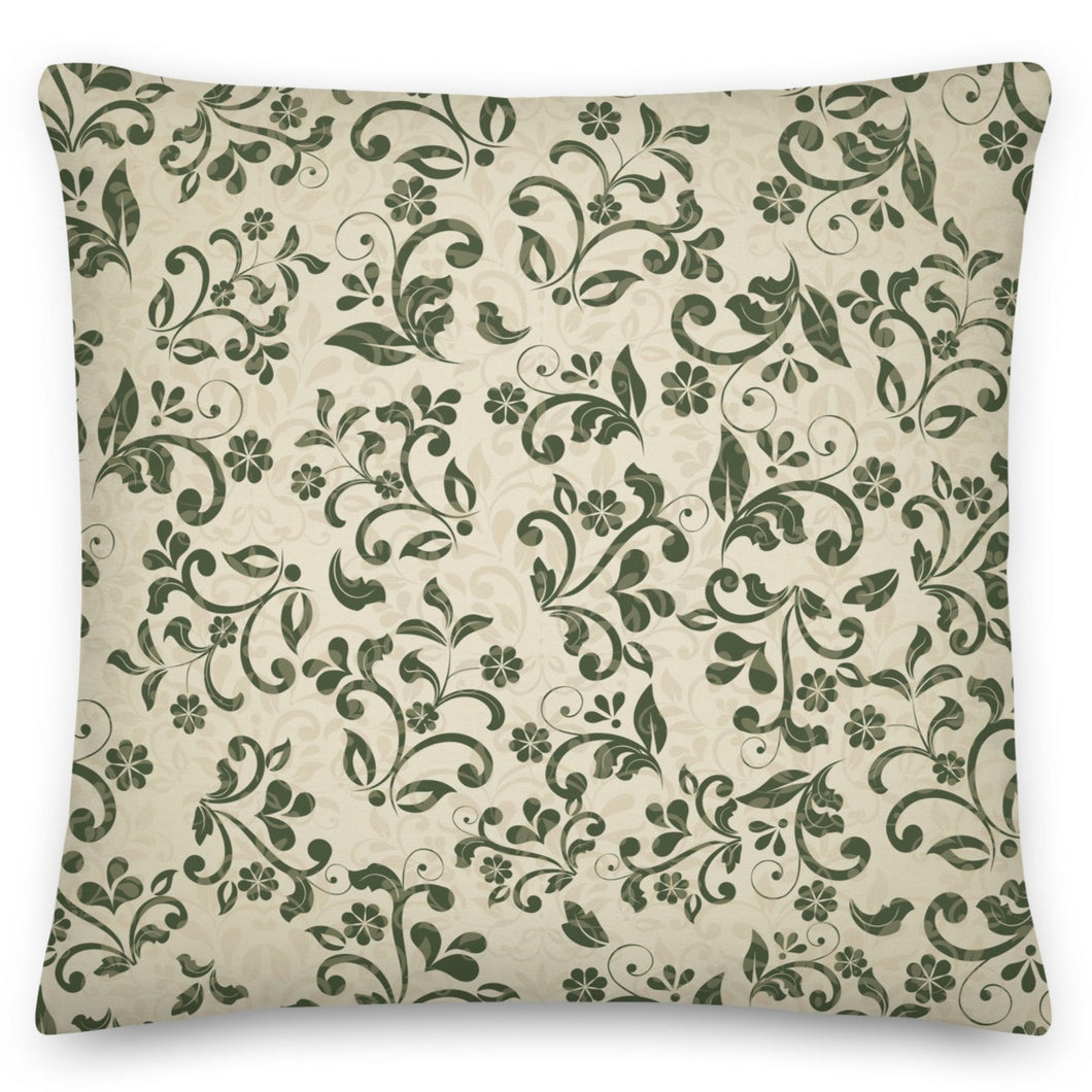 vintage green flower cushion