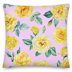yellow rose square cushion