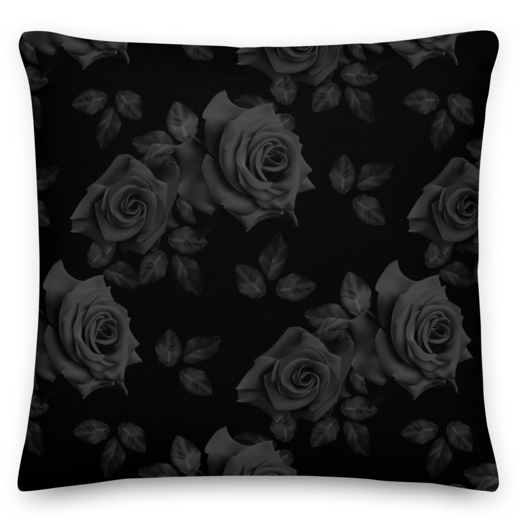 black rose square cushion