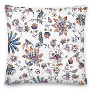 Hand Drawn Floral White Cushion